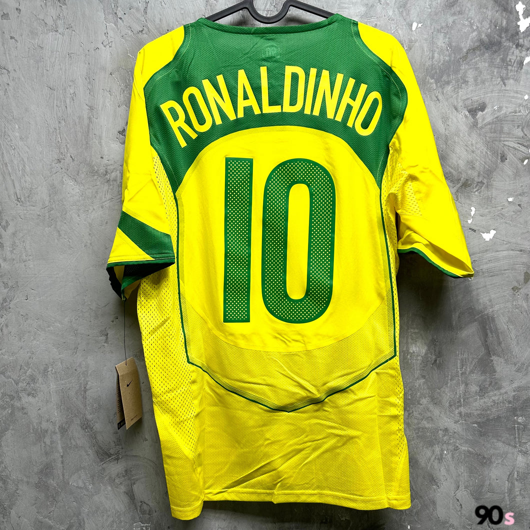 《原裝復刻》 2004 巴西｜主場復刻｜#10 朗拿甸奴｜BNWT｜2004 Brazil Home #10 Ronaldinho official Reissue ( Multiple Sizes )