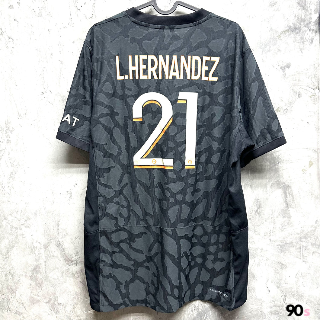 2023-24 巴黎聖日耳門｜第二作客｜球員版｜#21 L. 靴南迪斯｜95% New｜XL｜2023-24 PSG Third #21 L.Hernandez authentic ( XL )