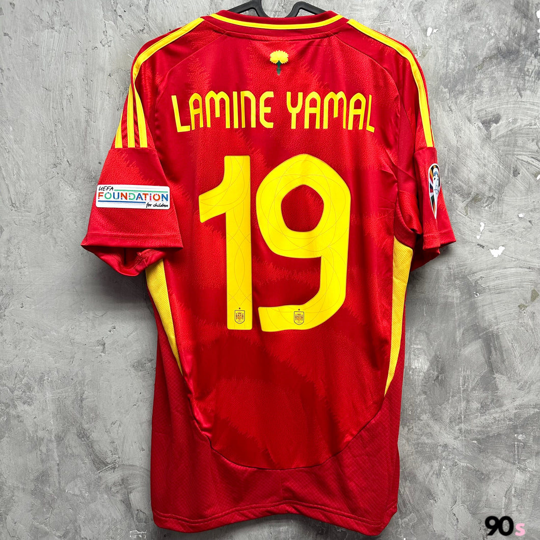 2024-25 西班牙｜主場｜#19 也馬｜2024 歐國盃决賽 Full Set｜BNWT｜2024 Spain Home with #19 Lamine Yamal Euro 2024 Set ( Multiple Sizes )