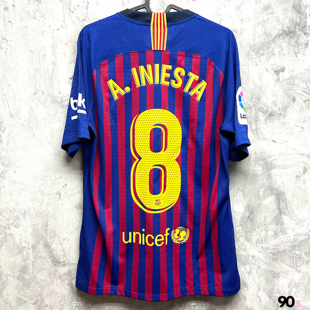 2018-19 巴塞隆拿｜主場｜球員版｜#8 恩尼斯達｜西甲 Full Set｜95% New｜M｜2018-19 Barcelona Home #8 Iniesta La Liga Set authentic  ( M )