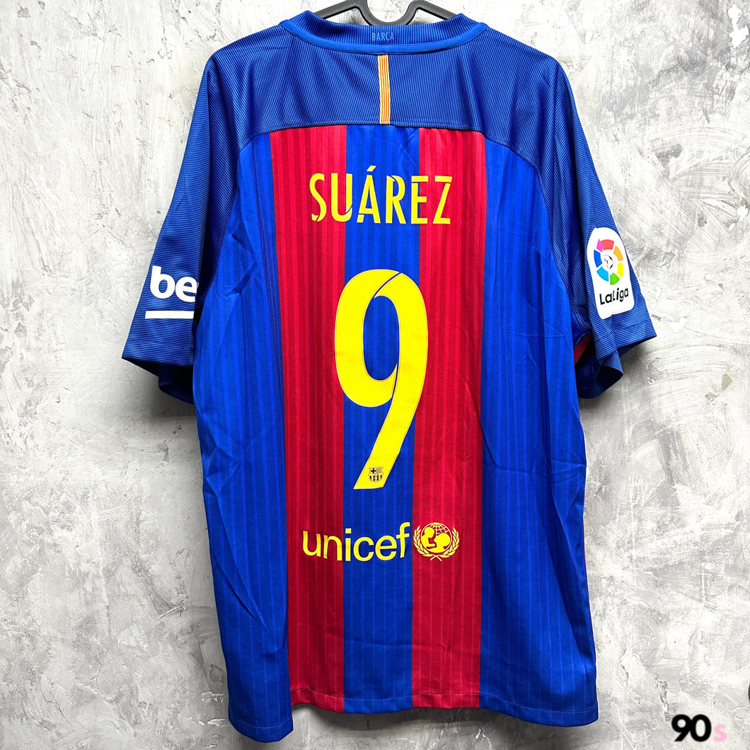 2016-17 巴塞隆拿｜主場｜#9 蘇亞雷斯｜西甲 Full Set｜90% New｜XL｜2016-17 Barcelona Home #9 Suarez La liga Version ( XL )