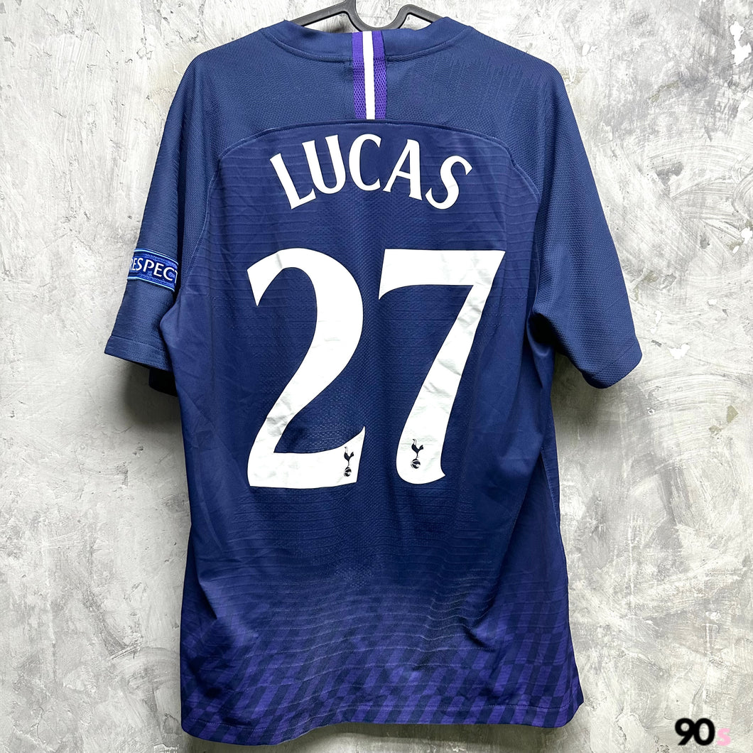 2019-20 熱刺｜作客｜球員版｜#27 盧卡斯｜歐聯 Full Set ｜90% New｜L｜2019-20 Tottenham Away #27 Lucas UCL Version Authentic ( L )