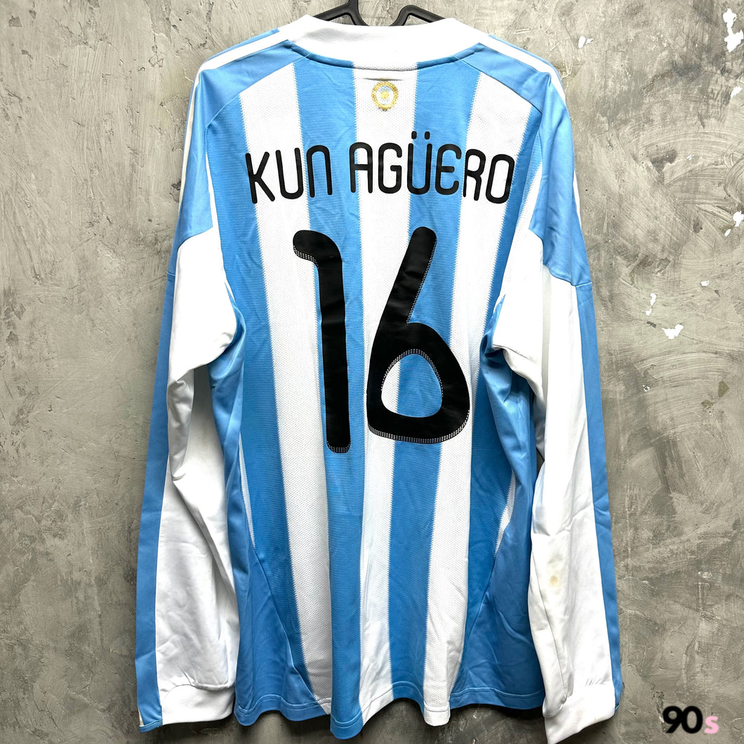 2010-11 Argentina Home L/S Authentic #16 Kun Agüero (XL) 
