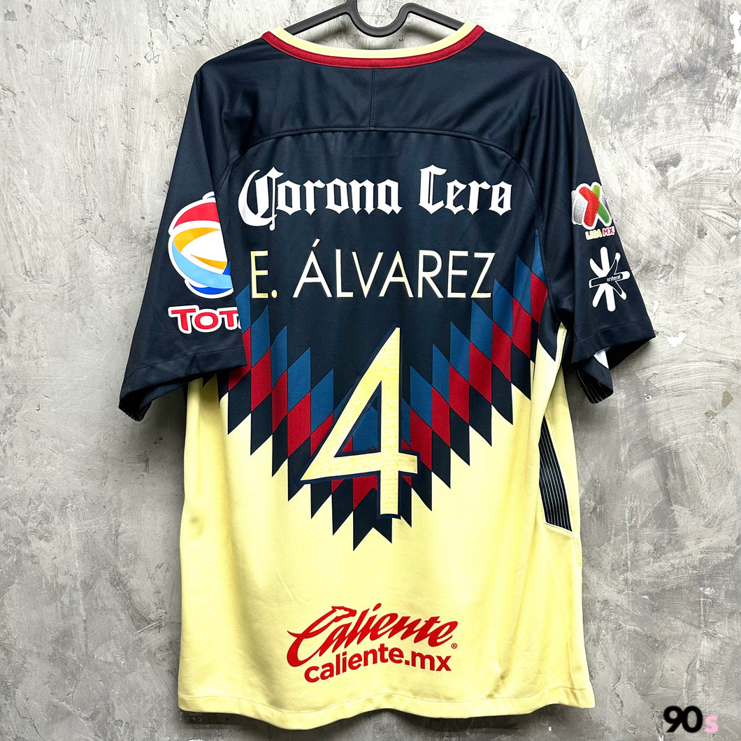 2017-18 America｜Home｜#4 Everest｜Mexican Super League Full Set｜95% New｜L｜2017-18 Club America Home #4 E. Alvarez (L)