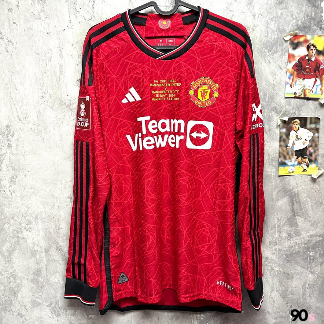 2023-24 Manchester United｜Home Long Sleeve｜Player Edition｜FA Cup Final Full Set｜BNWT｜2023-24 Manchester United Home L/S Authentic FA Cup Final Version ( Multiple Sizes )