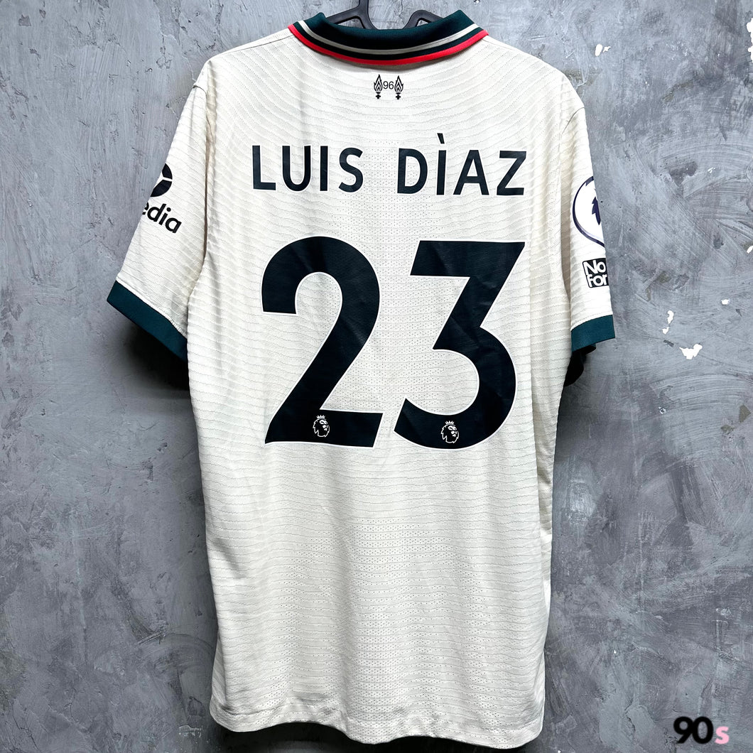 2021-22 利物浦｜作客｜球員版｜#23 迪亞斯｜英超 Poppy Full Set｜95% New｜L｜2021-22 Liverpool Away #23 Luis Diaz EPL Poppy version authentic ( L )