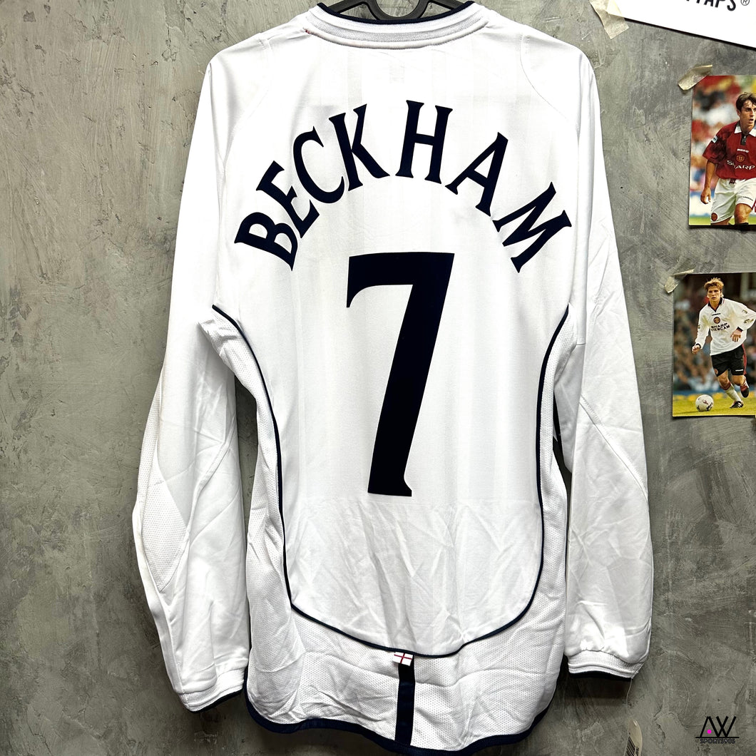 2001-02 英格蘭｜主場長䄂｜#7 碧咸｜BNWT｜2001-02 England Home L/S #7 Beckham ( Multiple Sizes )
