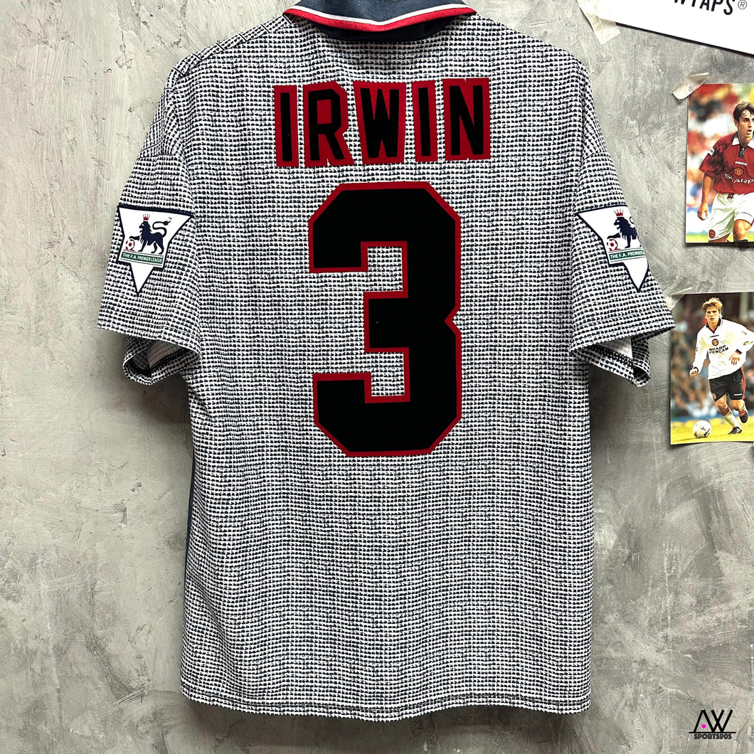 1995-96 曼聯｜作客｜#3 艾雲｜英超Full Set｜90% New｜Y｜1995-96 Manchester United Away #3 Irwin EPL Set (Y)